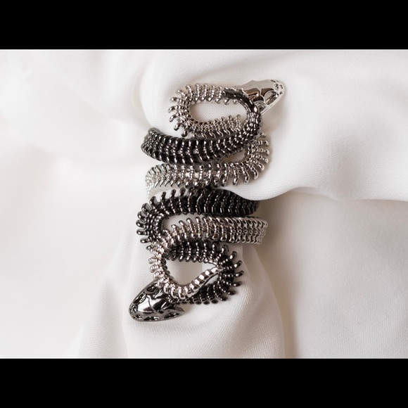 Rings, 2in1, Jeweled Illusion (Dbl Intertwined), 1Silver, 1Black, 6 - Picture 2 of 6